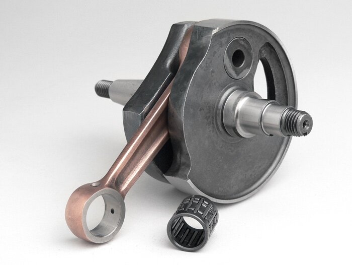 Crankshaft -MAZZUCCHELLI Standard (rotary slider)- Vespa PV125, ET3 125, PK80 S, PK125 S (Ø 19mm cone)