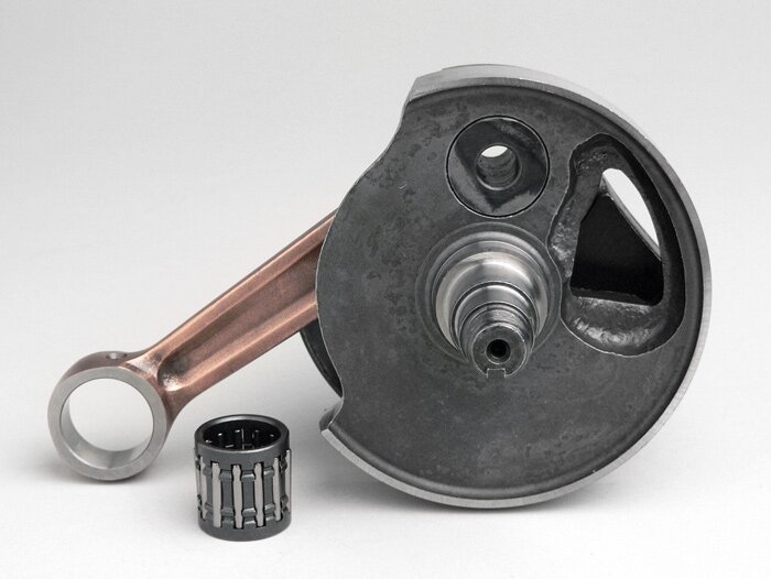 Crankshaft -MAZZUCCHELLI Standard (rotary slider)- Vespa PV125, ET3 125, PK80 S, PK125 S (Ø 19mm cone)