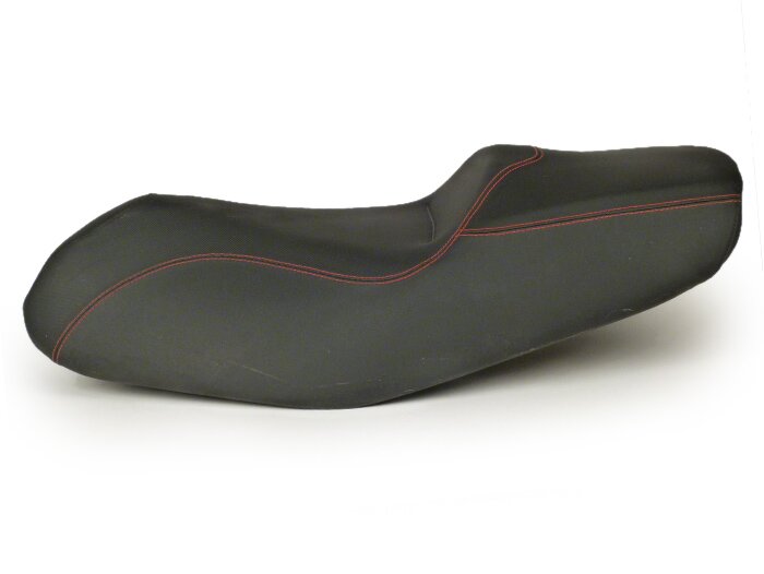 Seat -PIAGGIO- MP3 300/400 (ZAPM64102, ZAPM64200) 2008-2011 - black, orange stitches