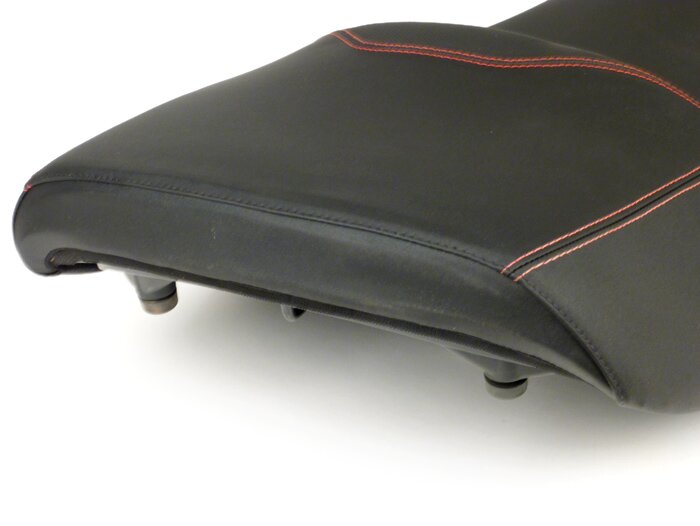 Seat -PIAGGIO- MP3 300/400 (ZAPM64102, ZAPM64200) 2008-2011 - black, orange stitches