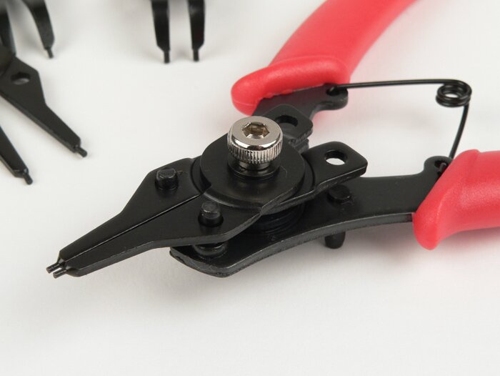 Circlip pliers -OEM-QUALITY- for internal and external circlips Ø=10-50mm (incl. 4 different heads 2 bent, 2 straight)