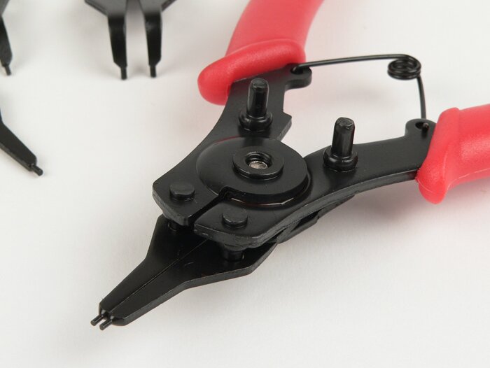 Circlip pliers -OEM-QUALITY- for internal and external circlips Ø=10-50mm (incl. 4 different heads 2 bent, 2 straight)
