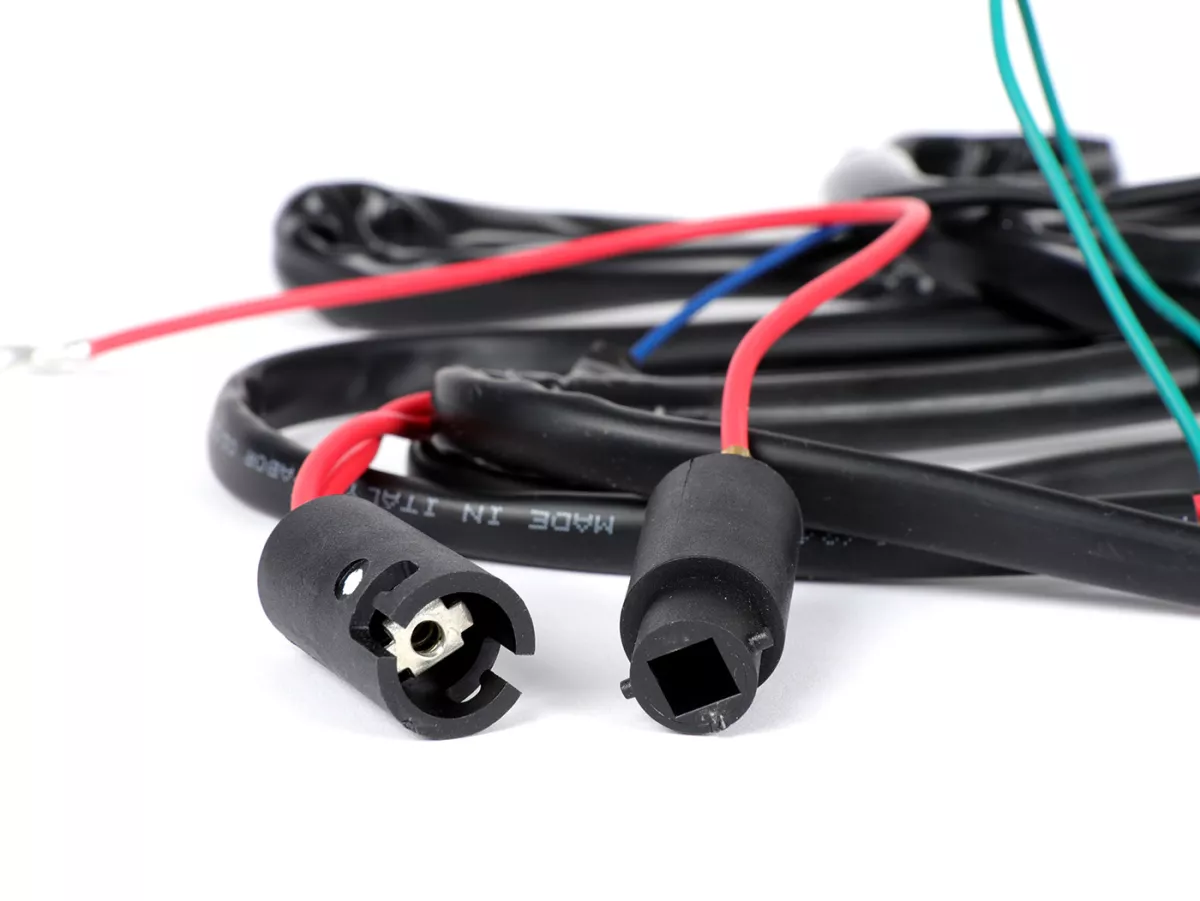 Juego de cables -GRABOR- Vespa PX antigua (alemana), 1982-1984, encendido electrónico 12V, con regulador de tensión, con batería, placa base de encendido con 7 cables