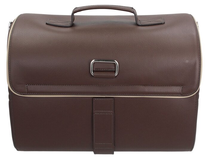 Leather case -PIAGGIO- brown - Vespa PX, GTS 125-300, Primavera - to mount on luggage carrier, mobile top case, genuine leather