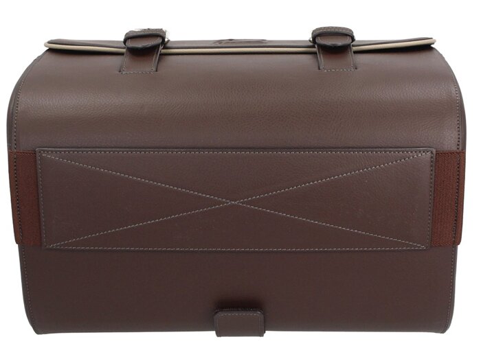 Leather case -PIAGGIO- brown - Vespa PX, GTS 125-300, Primavera - to mount on luggage carrier, mobile top case, genuine leather