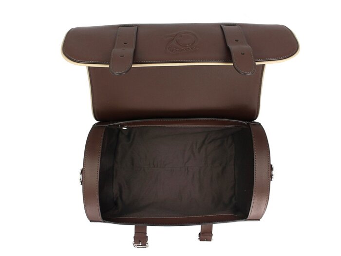 Leather case -PIAGGIO- brown - Vespa PX, GTS 125-300, Primavera - to mount on luggage carrier, mobile top case, genuine leather