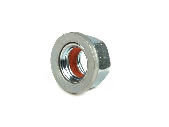 Moer M12 x 1,25 met wartelkraag en schroefborging -PIAGGIO- Piaggio 125-180 ccm 2-takt - Gilera Runner FX/FXR 125-180, Italjet Dragster 125-180, Piaggio SKR125, SKR150, TPH125, Skipper125, Skipper150, Hexagon LX/LXT 125-180 Maxi, Piaggi