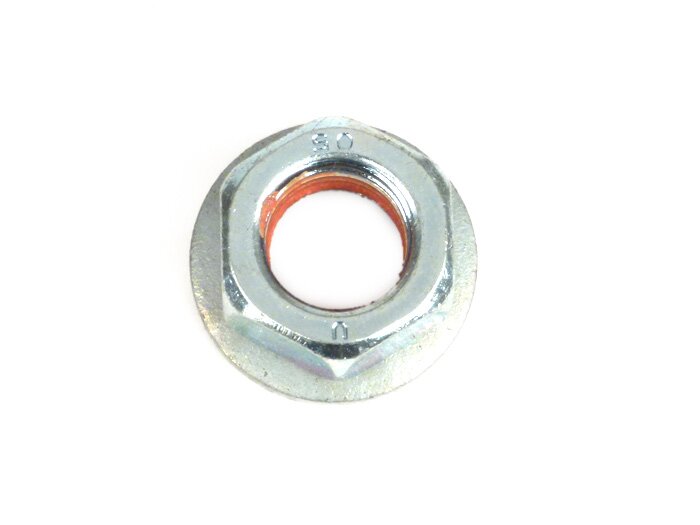 Moer M12 x 1,25 met wartelkraag en schroefborging -PIAGGIO- Piaggio 125-180 ccm 2-takt - Gilera Runner FX/FXR 125-180, Italjet Dragster 125-180, Piaggio SKR125, SKR150, TPH125, Skipper125, Skipper150, Hexagon LX/LXT 125-180 Maxi, Piaggi