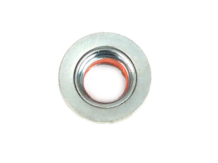 Moer M12 x 1,25 met wartelkraag en schroefborging -PIAGGIO- Piaggio 125-180 ccm 2-takt - Gilera Runner FX/FXR 125-180, Italjet Dragster 125-180, Piaggio SKR125, SKR150, TPH125, Skipper125, Skipper150, Hexagon LX/LXT 125-180 Maxi, Piaggi