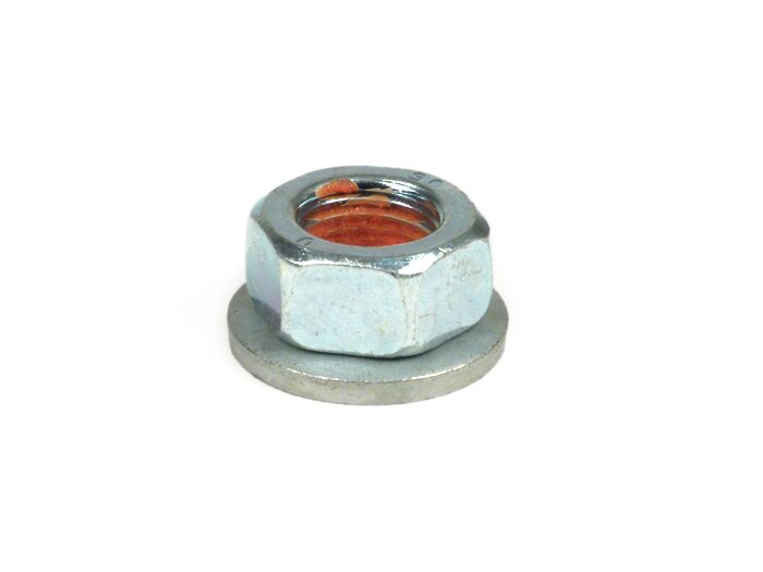 Moer M12 x 1,25 met wartelkraag en schroefborging -PIAGGIO- Piaggio 125-180 ccm 2-takt - Gilera Runner FX/FXR 125-180, Italjet Dragster 125-180, Piaggio SKR125, SKR150, TPH125, Skipper125, Skipper150, Hexagon LX/LXT 125-180 Maxi, Piaggi
