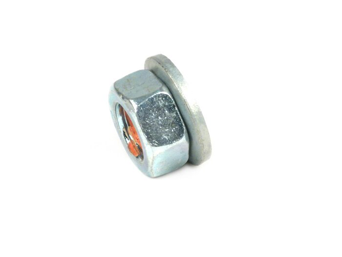 Moer M12 x 1,25 met wartelkraag en schroefborging -PIAGGIO- Piaggio 125-180 ccm 2-takt - Gilera Runner FX/FXR 125-180, Italjet Dragster 125-180, Piaggio SKR125, SKR150, TPH125, Skipper125, Skipper150, Hexagon LX/LXT 125-180 Maxi, Piaggi