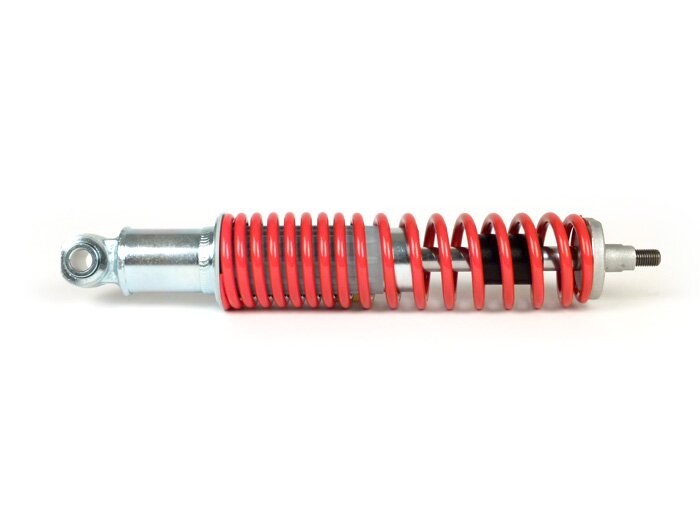 Shock absorber front -PIAGGIO, 240mm- Vespa GTS 125-300 (2014-2016) - body: silver, spring: red, bottom seating: lug