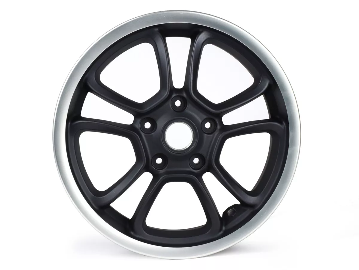 Wheel rim, graphite/polished, front -PIAGGIO 3.00-12 inch - 10 spokes- Vespa GTS, GTS Super, GTV, Sei Giorni, GT 60, GT, GT L 125-300ccm