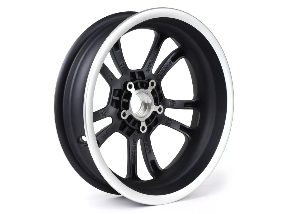 Wheel rim, graphite/polished, front -PIAGGIO 3.00-12 inch - 10 spokes- Vespa GTS, GTS Super, GTV, Sei Giorni, GT 60, GT, GT L 125-300ccm