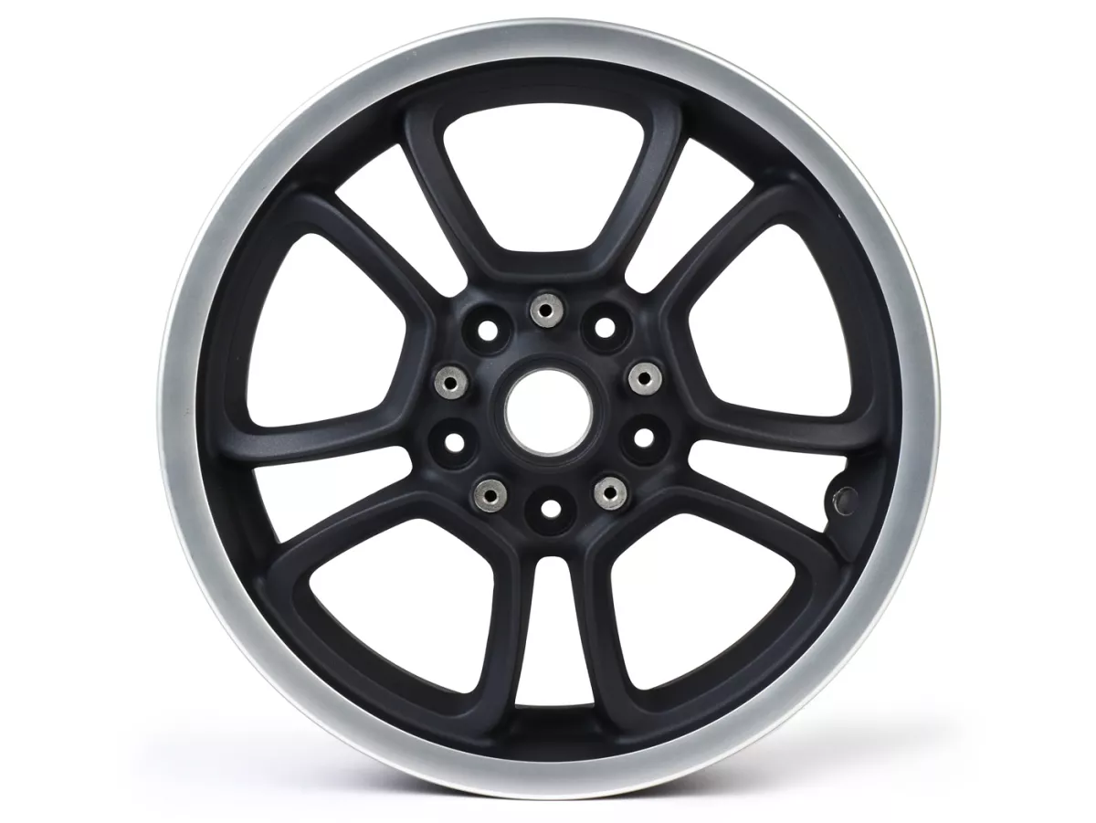 Wheel rim, graphite/polished, rear -PIAGGIO 3.00-12 inch - 10 spokes- Vespa GTS, GTS Super, GTV, Sei Giorni, GT 60, GT, GT L 125-300ccm