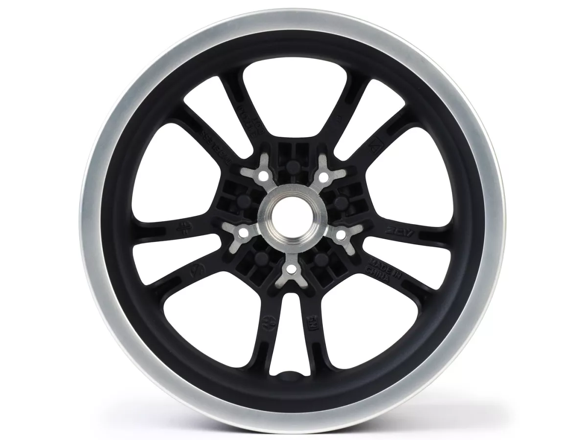 Wheel rim, graphite/polished, rear -PIAGGIO 3.00-12 inch - 10 spokes- Vespa GTS, GTS Super, GTV, Sei Giorni, GT 60, GT, GT L 125-300ccm