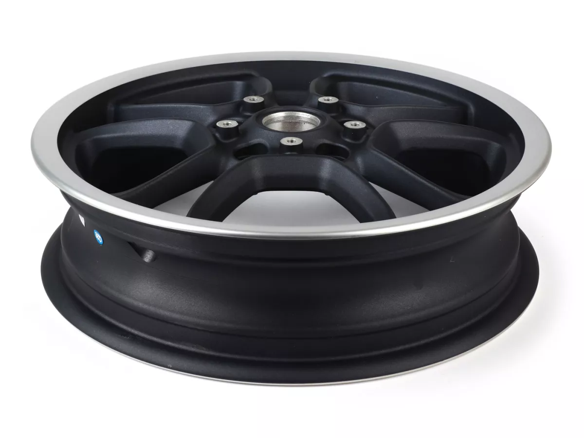 Wheel rim, graphite/polished, rear -PIAGGIO 3.00-12 inch - 10 spokes- Vespa GTS, GTS Super, GTV, Sei Giorni, GT 60, GT, GT L 125-300ccm
