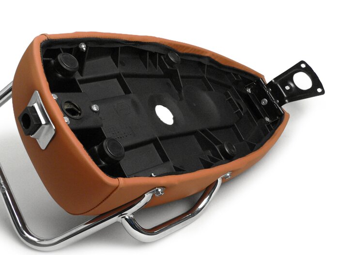 Selle -VESPA- PX Arcobaleno (2001-2010) - marron avec poignée chromée