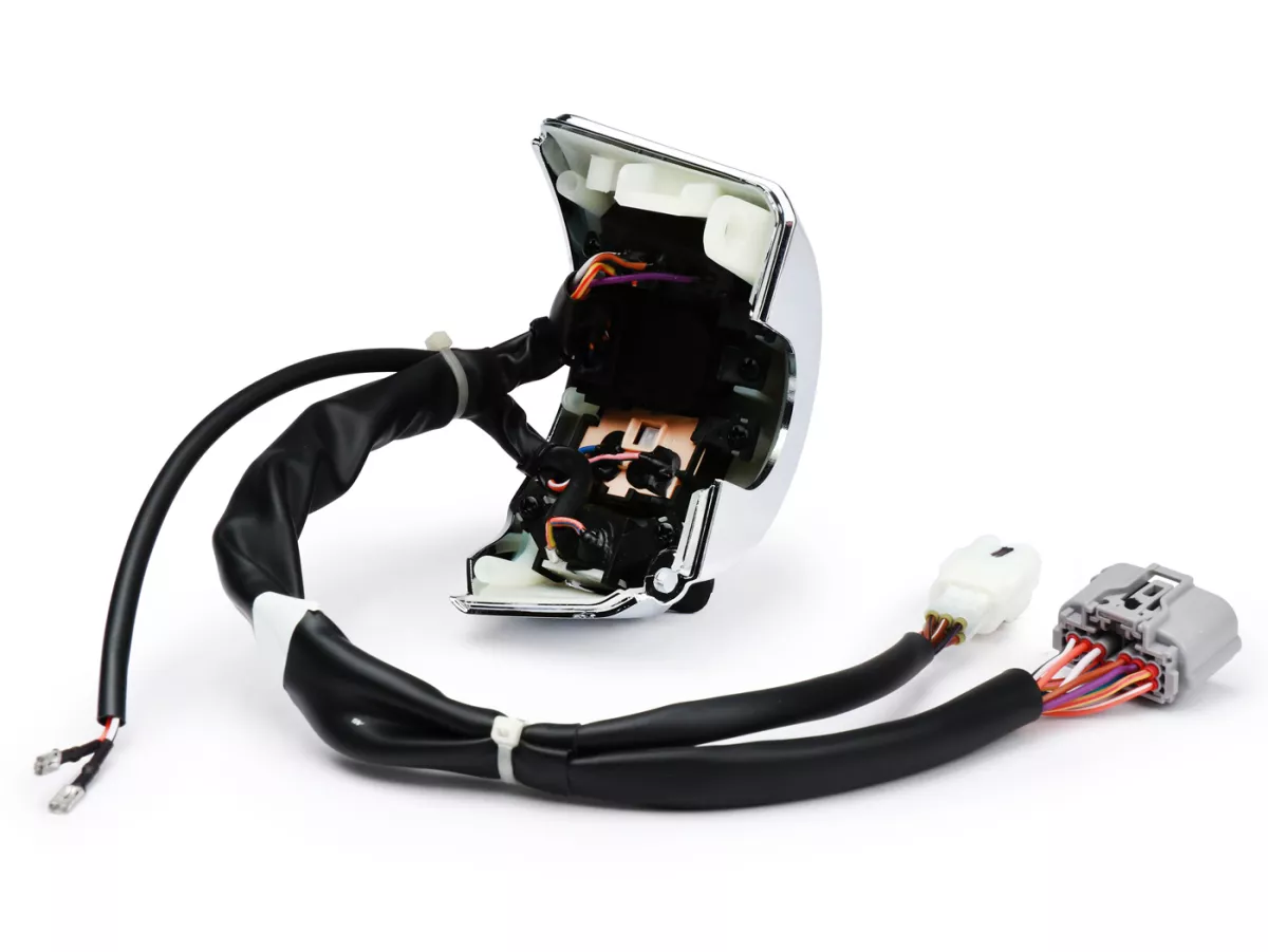 Switch unit, chrome, left -PIAGGIO- Vespa GTS 125 (ZAPMD3202, ZAPMD3203), Vespa GTS 300 HPE (ZAPMD3103, ZAPMD3104)