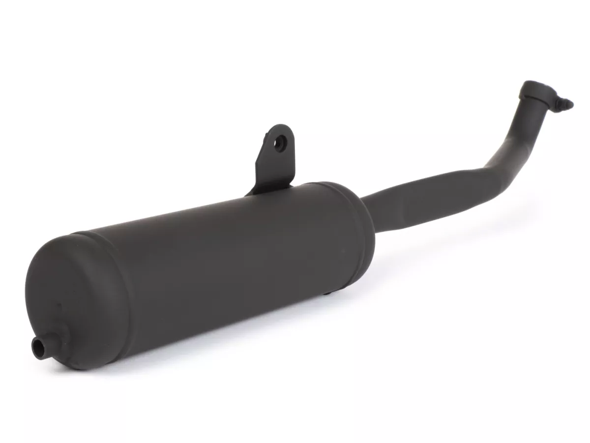 Exhaust -PROMA- CityPower-, thick manifold, connection: Ø22mm- Piaggio Ciao, PX, SI, Bravo - black (suitable for cars with main stand)