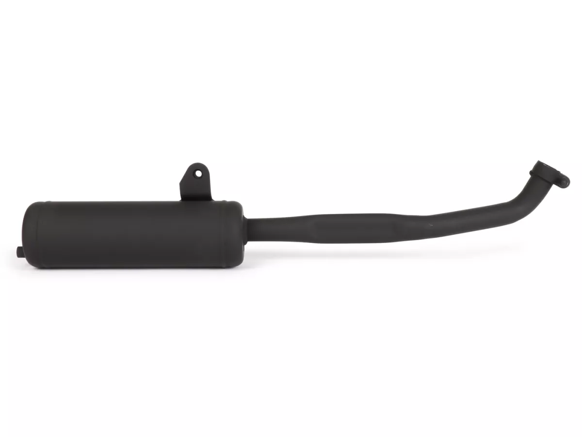 Exhaust -PROMA- CityPower-, thick manifold, connection: Ø22mm- Piaggio Ciao, PX, SI, Bravo - black (suitable for cars with main stand)