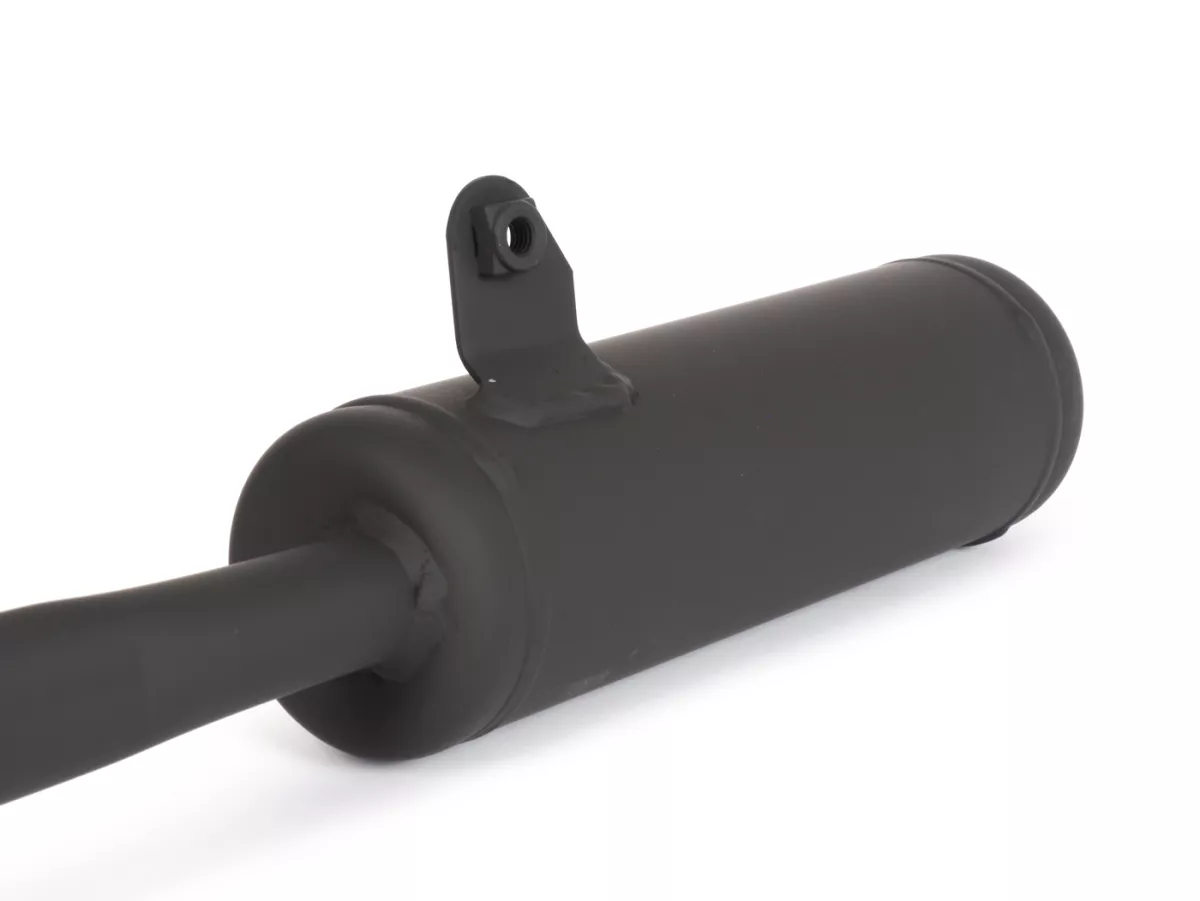 Exhaust -PROMA- CityPower-, thick manifold, connection: Ø22mm- Piaggio Ciao, PX, SI, Bravo - black (suitable for cars with main stand)