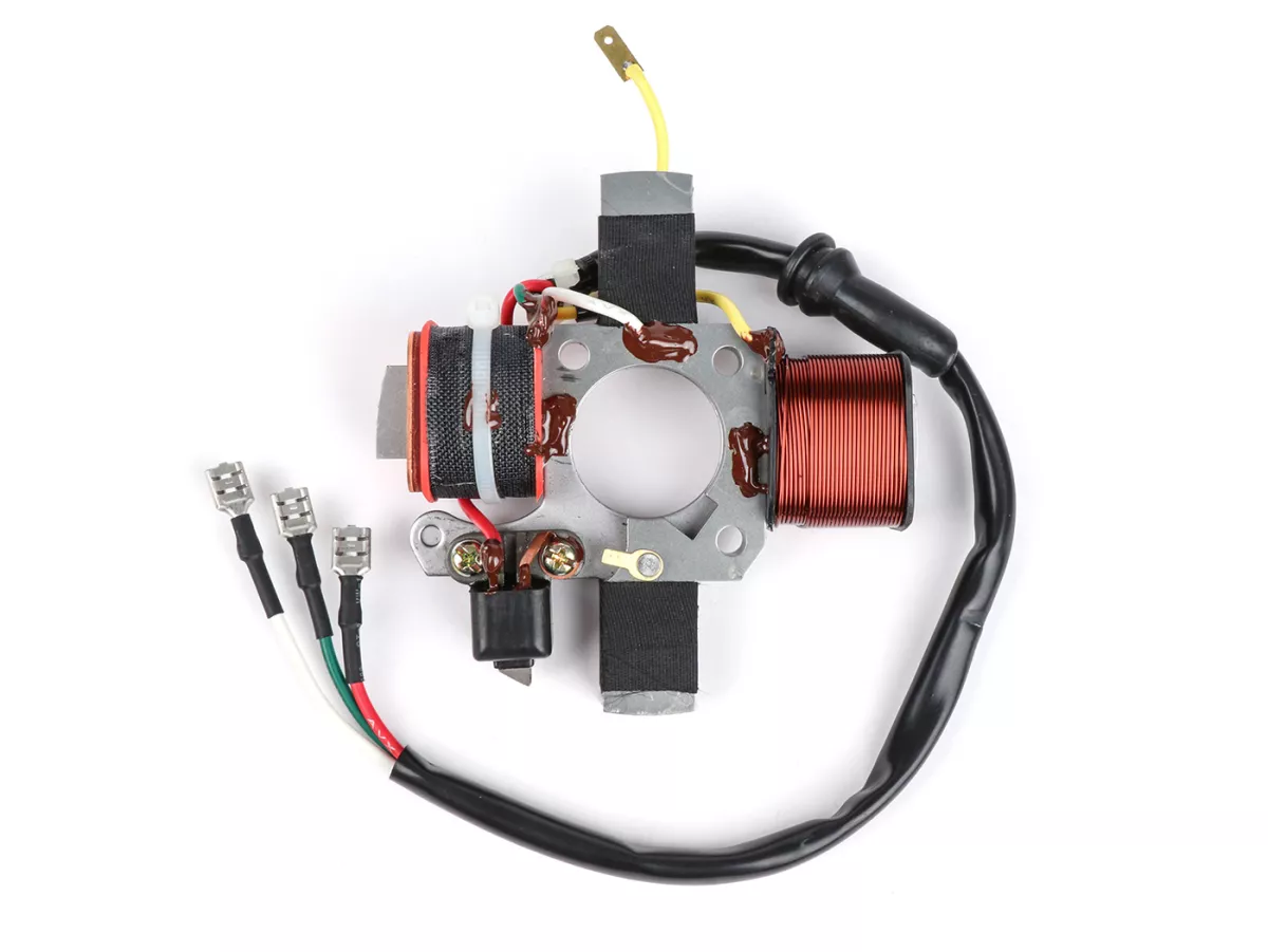 Ontsteking basisplaat - 6V - OEM - Piaggio, Vespa Ciao, SI, Bravo, Boxer, Grillo - modellen zonder richtingaanwijzers, 1 kabel voor voeding