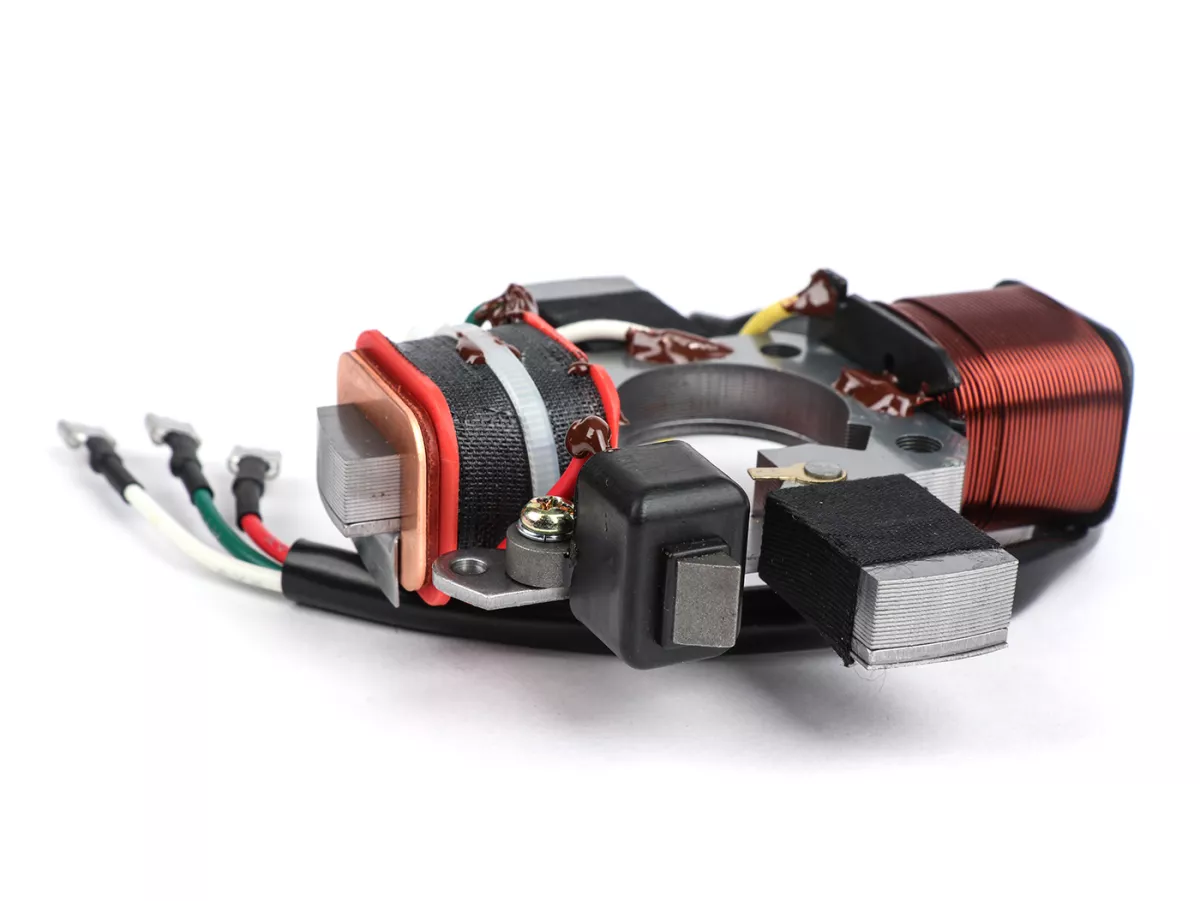 Ontsteking basisplaat - 6V - OEM - Piaggio, Vespa Ciao, SI, Bravo, Boxer, Grillo - modellen zonder richtingaanwijzers, 1 kabel voor voeding