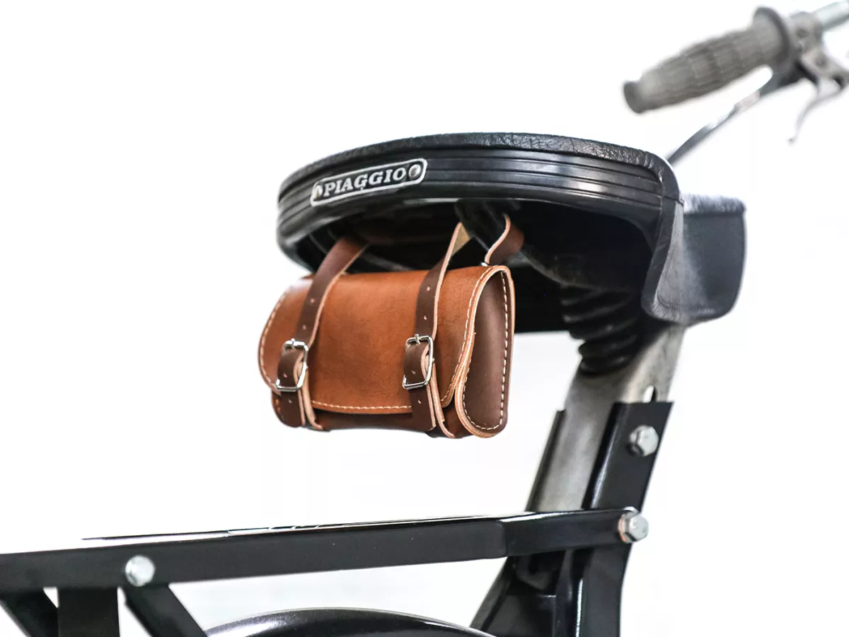 Borsa porta attrezzi - Borsa da sella - QUALITÀ OEM - Piaggio, Vespa Ciao, SI, Bravo, Boxer, Grillo - marrone