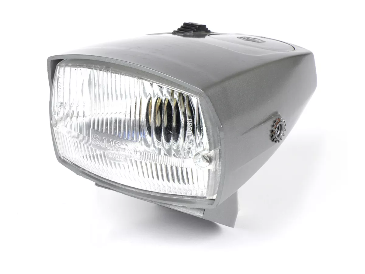 Faro delantero -SIEM- Piaggio Ciao SC gris plata con número de prueba DGM