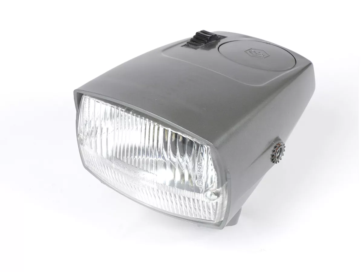 Faro delantero -SIEM- Piaggio Ciao SC gris plata con número de prueba DGM