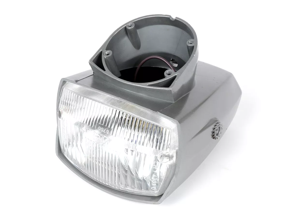 Faro delantero -SIEM- Piaggio Ciao SC gris plata con número de prueba DGM