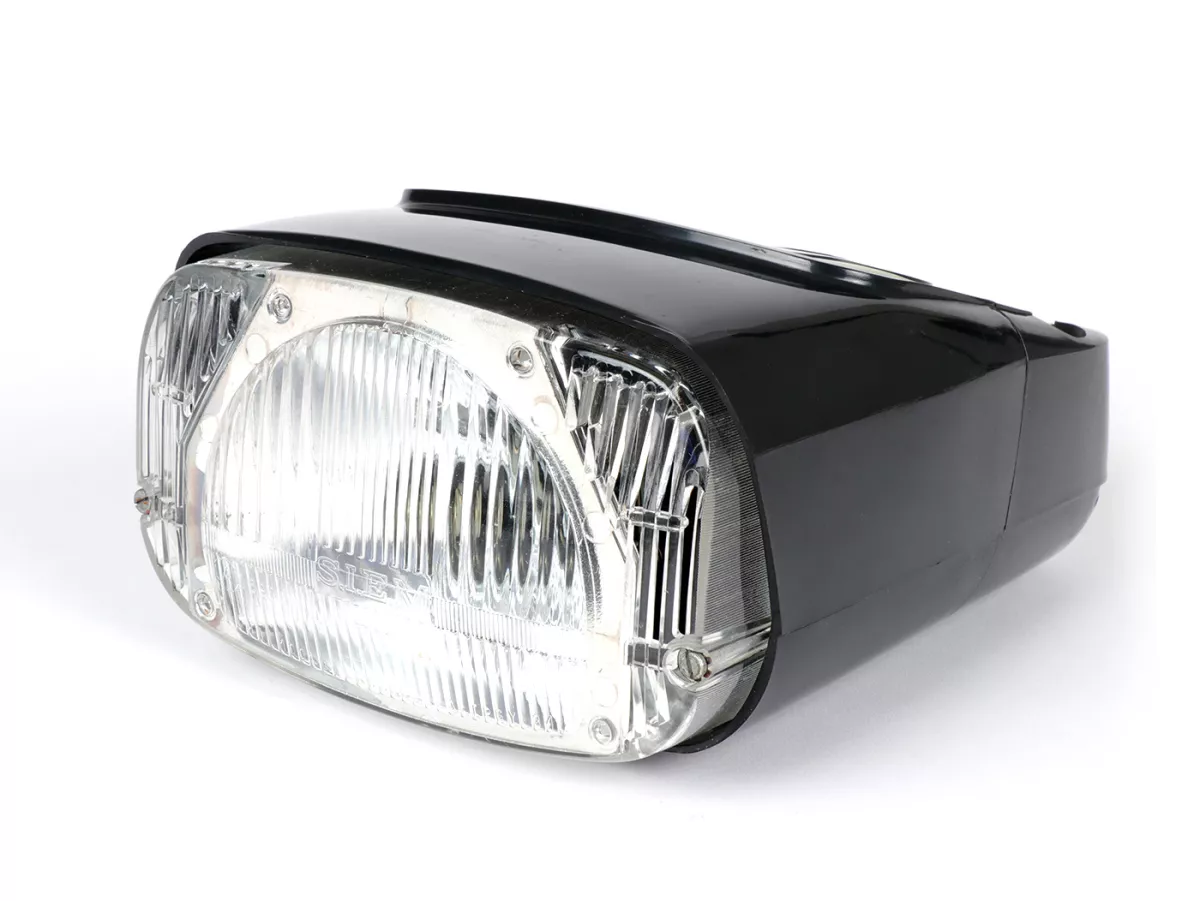 Faro delantero -SIEM- Piaggio Boxer 2 gris mate con número de prueba DGM