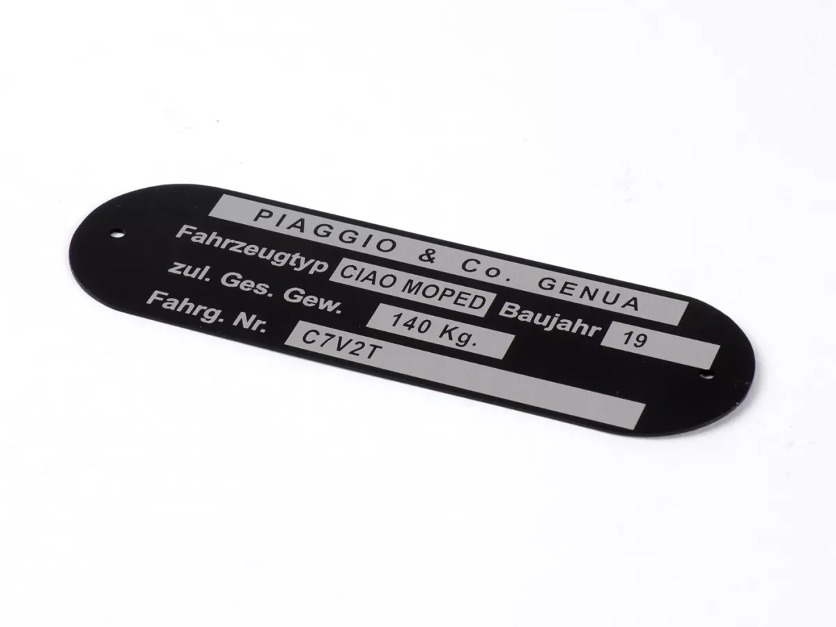Placa de características -CALIDAD OEM- Ciclomotor Piaggio & Co Ciao *C7V2T*