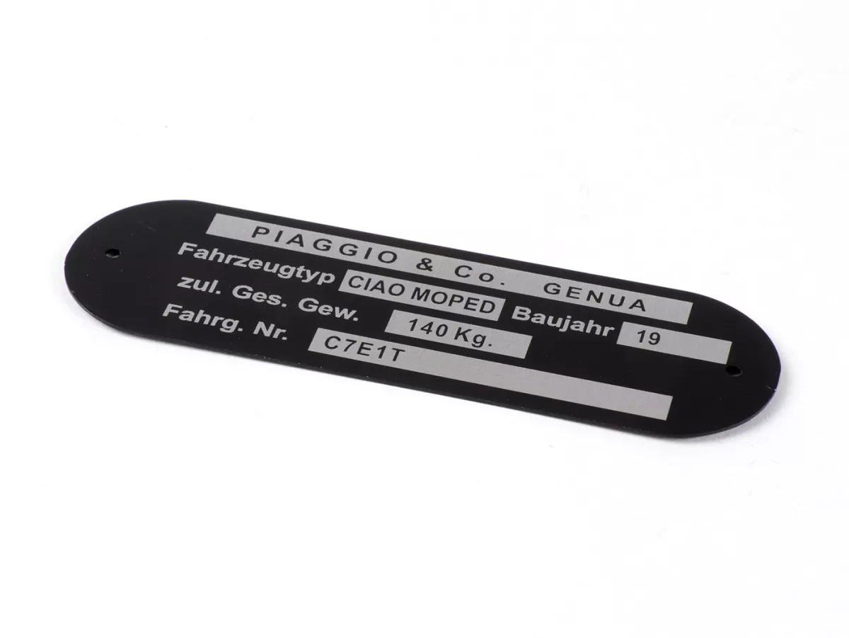 Nameplate -OEM QUALITY- Piaggio & Co Ciao Moped *C7E1T*