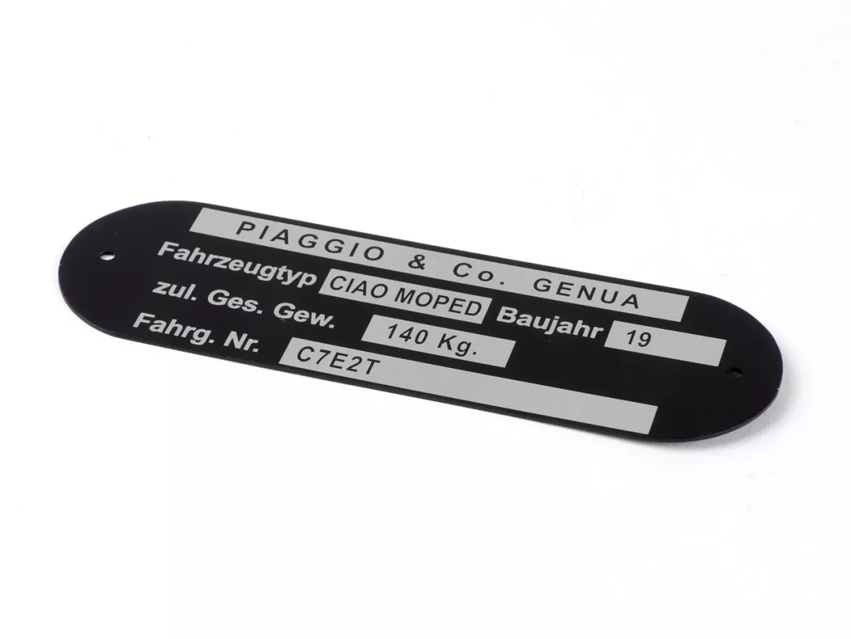 Nameplate -OEM QUALITY- Piaggio & Co Ciao Moped *C7E2T*