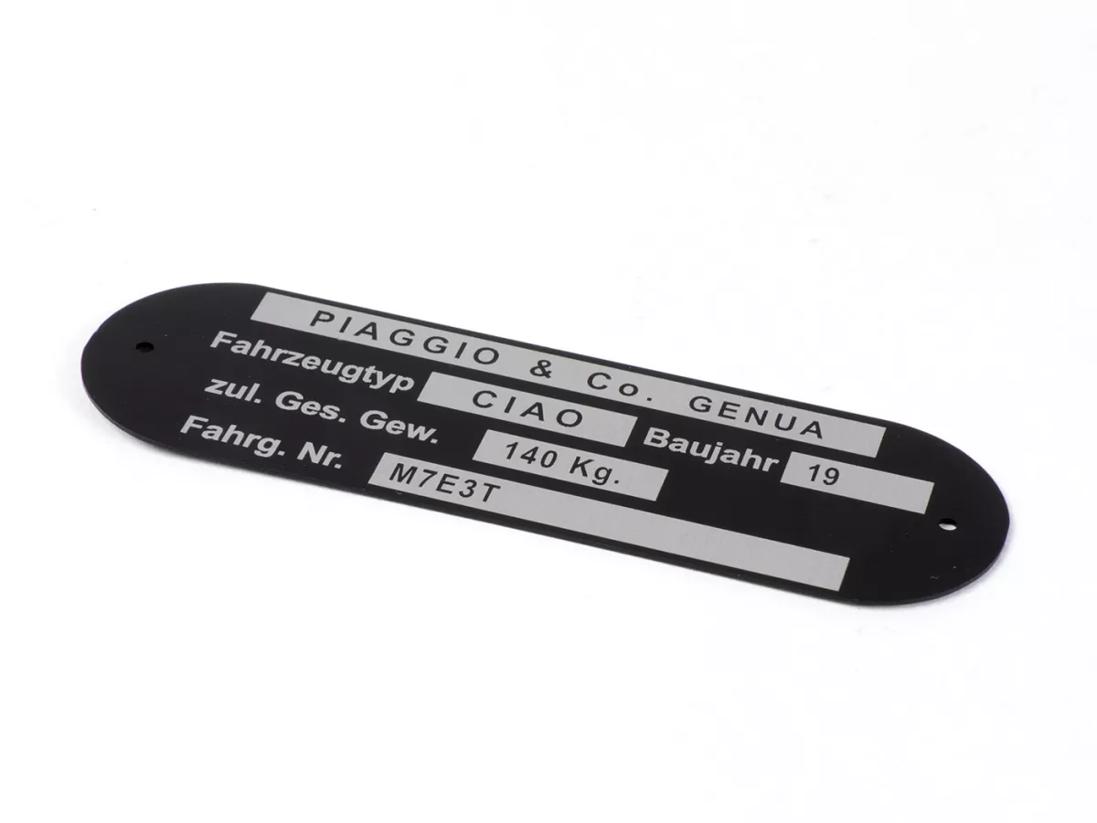 Nameplate -OEM QUALITY- Piaggio & Co Ciao  *M7E3T*