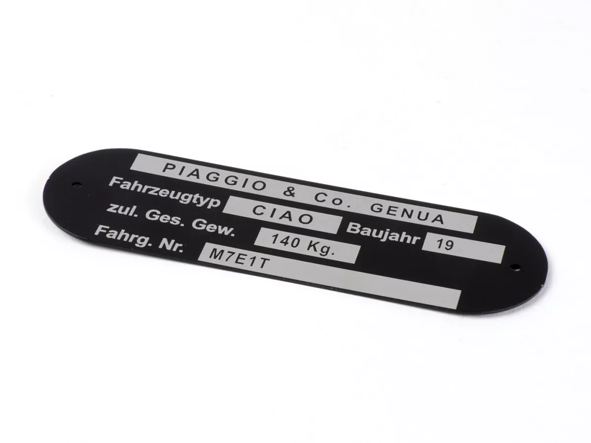 Nameplate -OEM QUALITY- Piaggio & Co Ciao  *M7E1T*