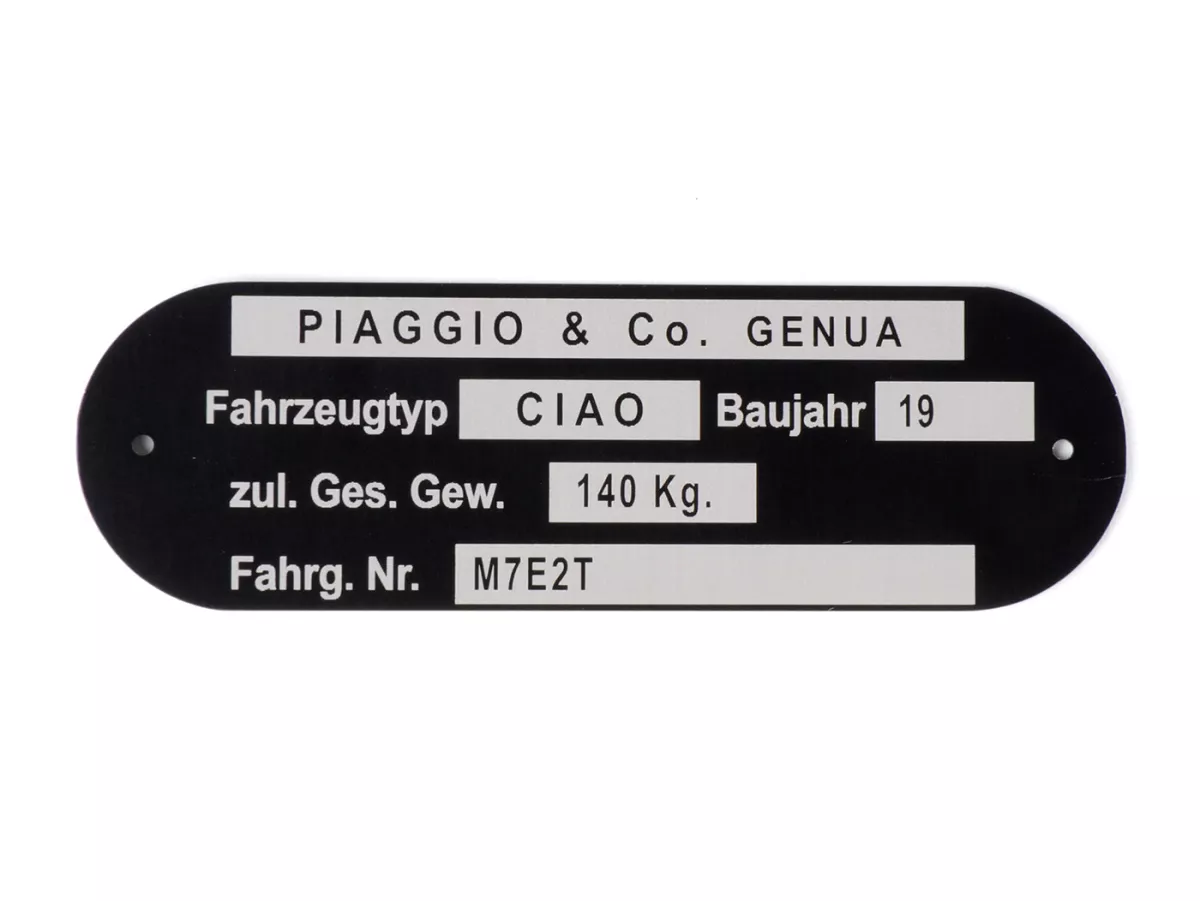 Nameplate -OEM QUALITY- Piaggio & Co Ciao  *M7E2T*