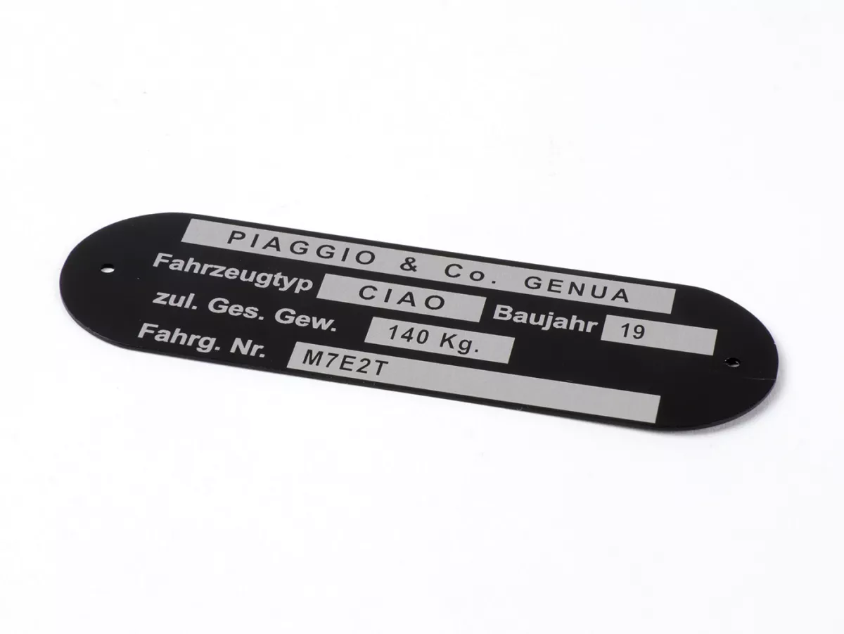 Nameplate -OEM QUALITY- Piaggio & Co Ciao  *M7E2T*
