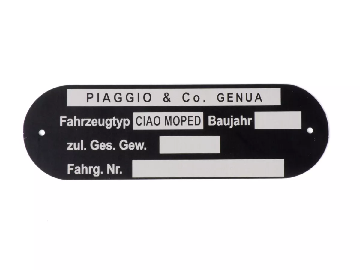 Typskylt -OEM KVALITET- Piaggio & Co Ciao Moped *blank*