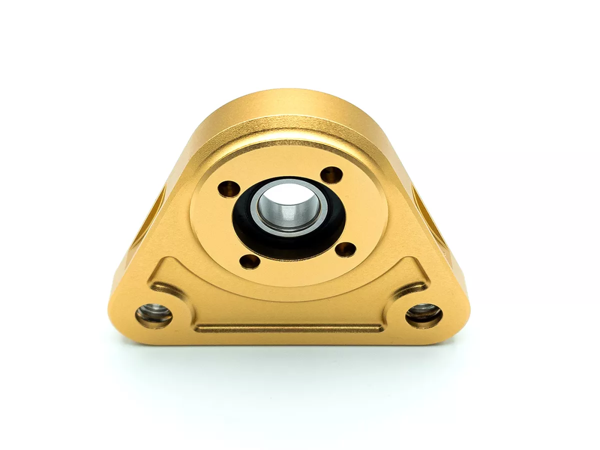 Placa rodamiento triángulo rueda trasera -MC PROPARTS- Piaggio Bravo, Ciao, Si CNC Aluminio -Oro-