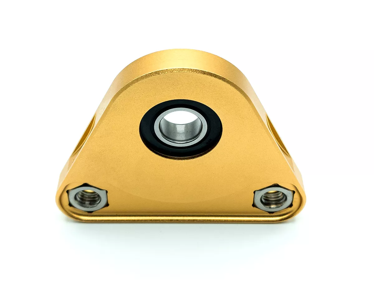 Placa rodamiento triángulo rueda trasera -MC PROPARTS- Piaggio Bravo, Ciao, Si CNC Aluminio -Oro-