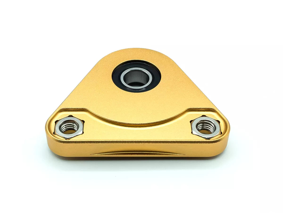 Placa rodamiento triángulo rueda trasera -MC PROPARTS- Piaggio Bravo, Ciao, Si CNC Aluminio -Oro-