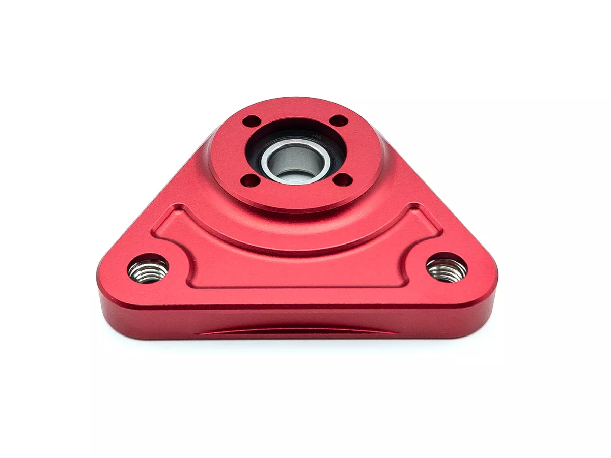 Lagerplaat driehoek achterwiel -MC PROPARTS- Piaggio Bravo, Ciao, Si CNC Aluminium -Rood-