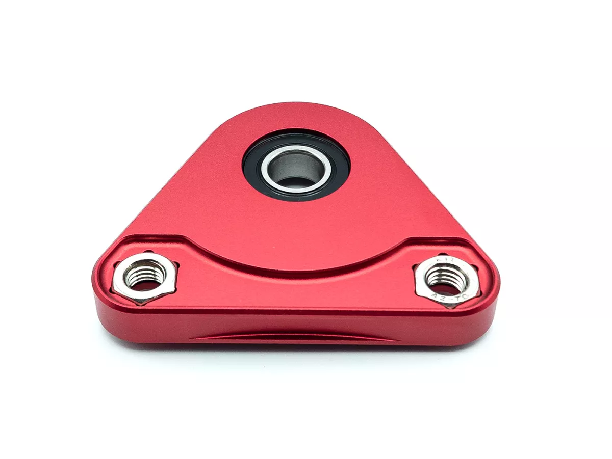 Lagerplaat driehoek achterwiel -MC PROPARTS- Piaggio Bravo, Ciao, Si CNC Aluminium -Rood-