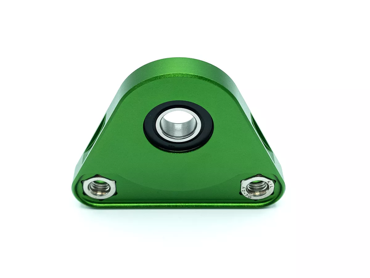 Bearing plate triangle rear wheel -MC PROPARTS- Piaggio Bravo, Ciao, Si CNC Aluminium  -Green-