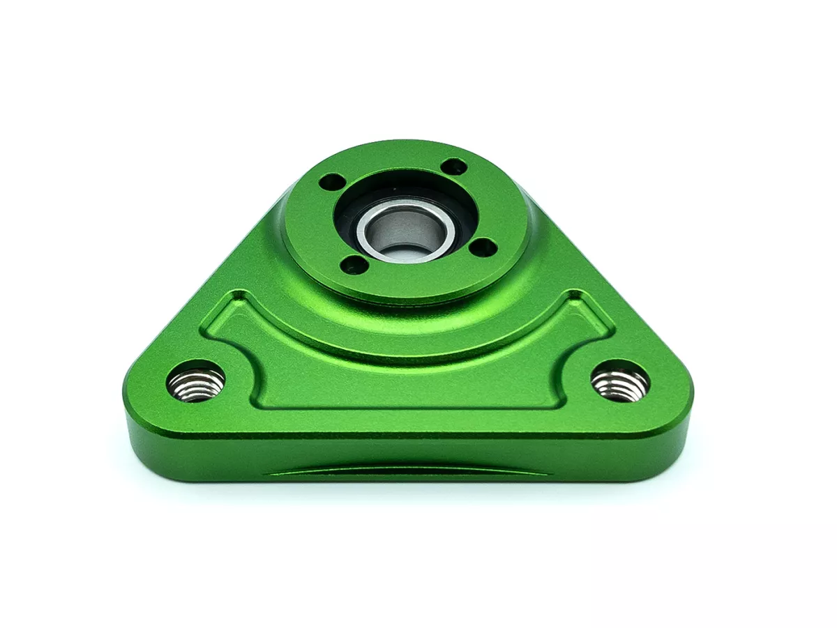 Bearing plate triangle rear wheel -MC PROPARTS- Piaggio Bravo, Ciao, Si CNC Aluminium  -Green-