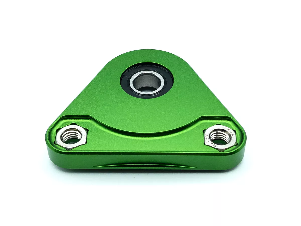 Bearing plate triangle rear wheel -MC PROPARTS- Piaggio Bravo, Ciao, Si CNC Aluminium  -Green-