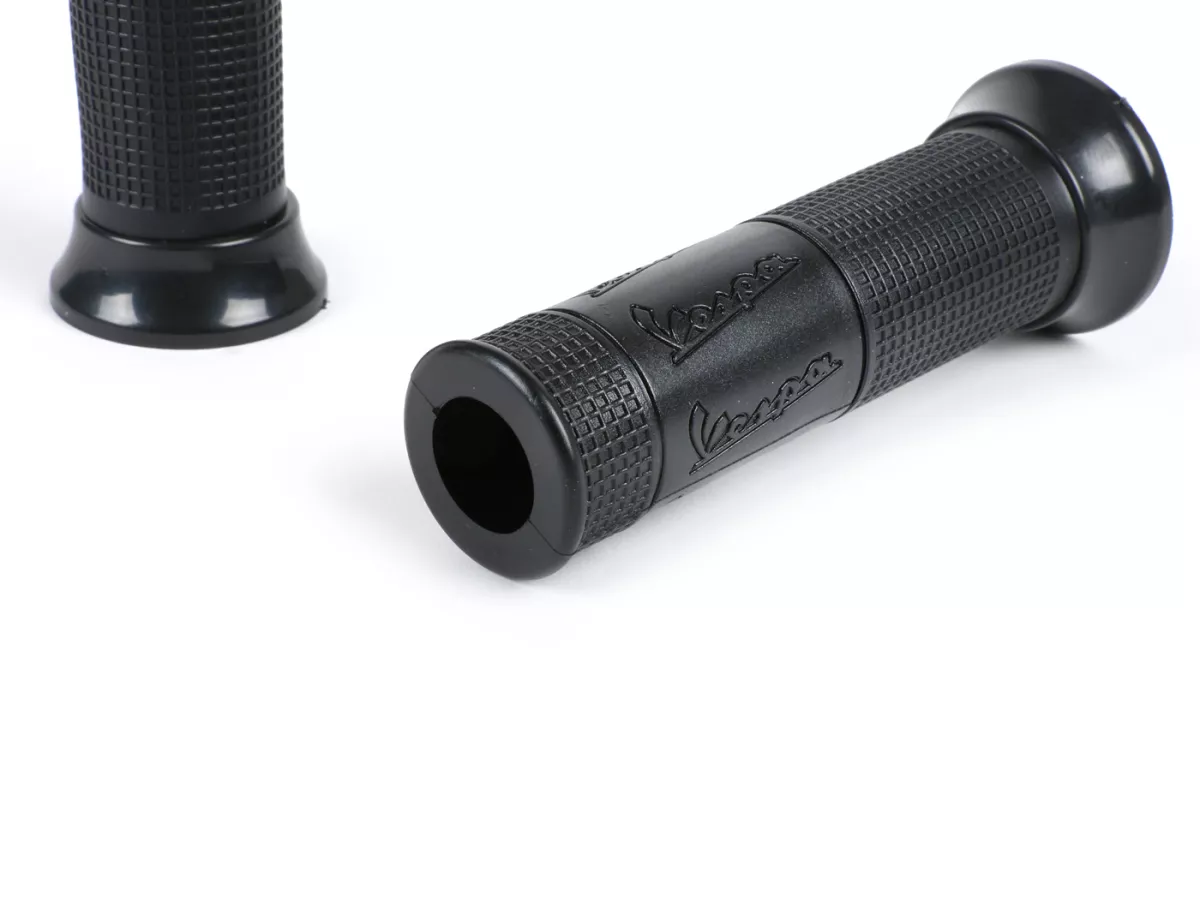 Puños -PIAGGIO, con inscripción Vespa- Vespa GT, GTL, GTS 125-200-250-300ccm, Ø 22,5-24mm - Negro